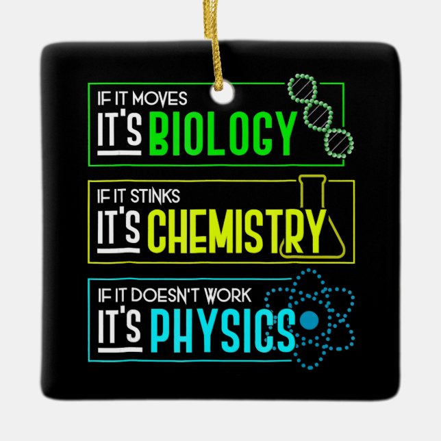 Funny biologi Chemistry Physics Science Nerd Julgransprydnad Keramik (Framsida)