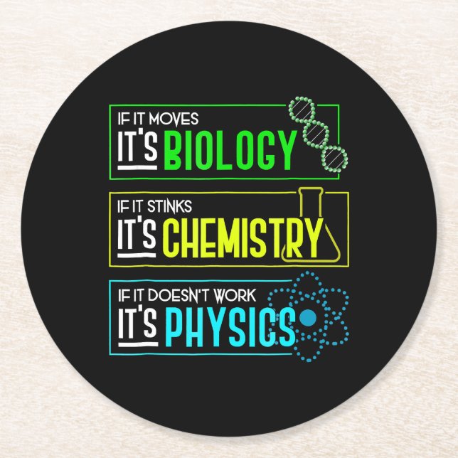Funny biologi Chemistry Physics Science Nerd Underlägg Papper Rund (Framsidan)