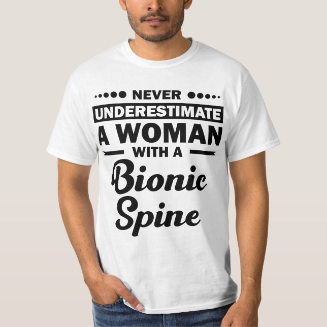 Funny Bionic Spine Surgery Recovery Gift Back Spin T Shirt (Framsida)
