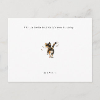 Funny Bird Cat Birthday Card. Helg Vykort