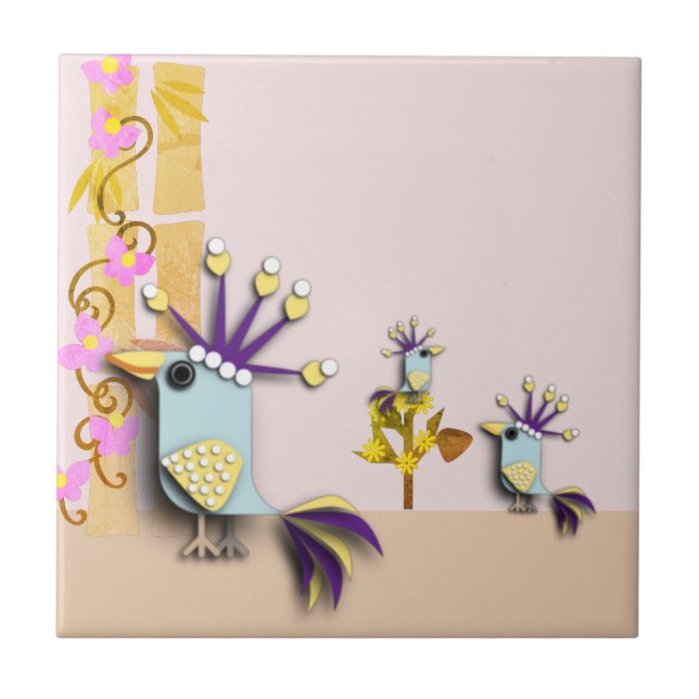Funny Bird Ceramic Tile Kakelplatta (Framsidan)