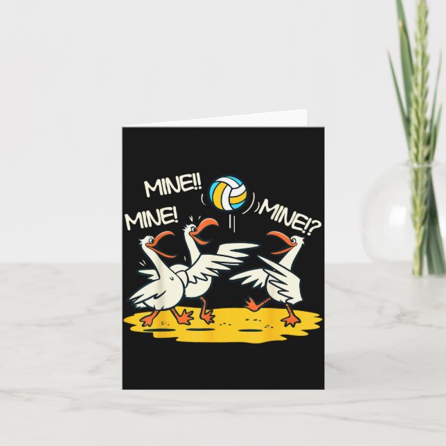 Funny Bird Playing Volleyball Mine Game Day Beach  Kort (Framsida)