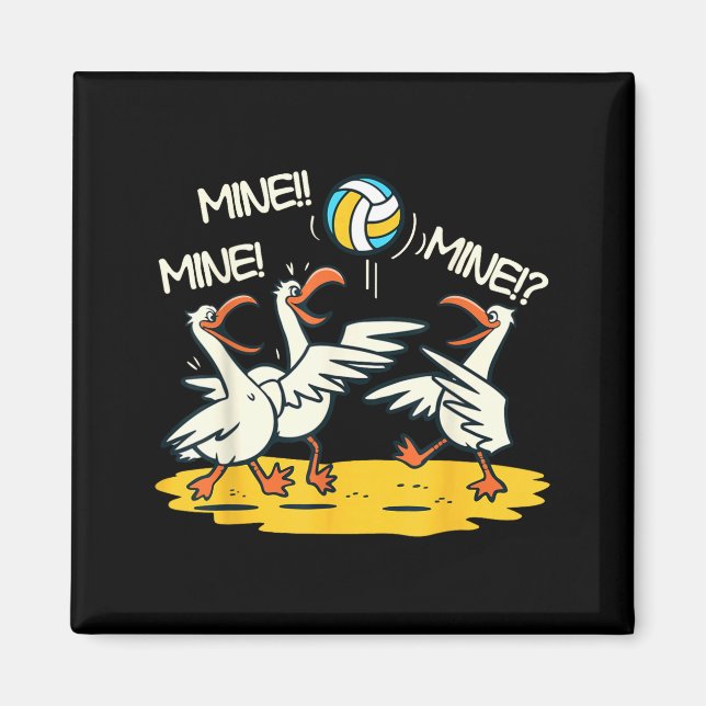 Funny Bird Playing Volleyball Mine Game Day Beach  Magnet (Framsidan)