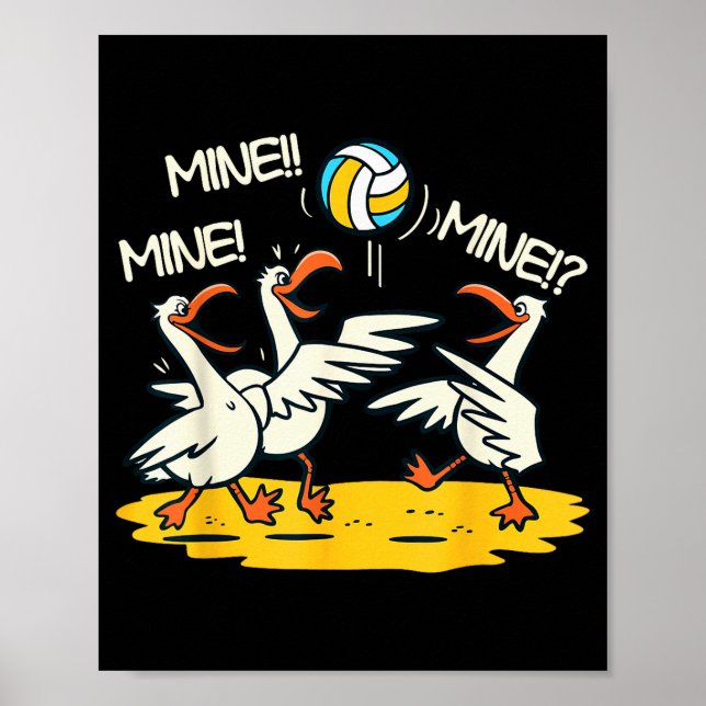 Funny Bird Playing Volleyball Mine Game Day Beach  Poster (Framsidan)