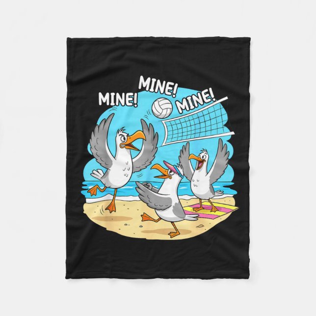 Funny Bird Playing Volleyball Mine Game Day Vibes  Fleecefilt (Framsidan)