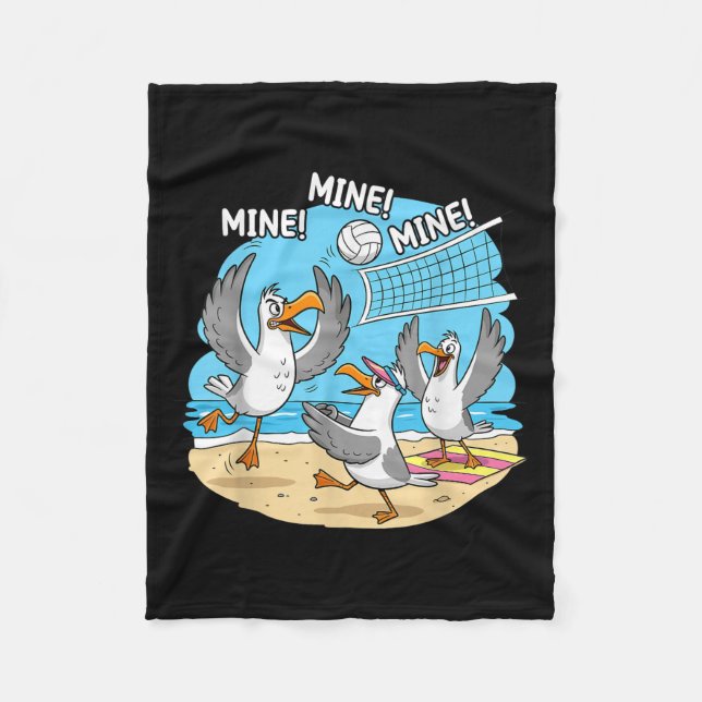 Funny Bird Playing Volleyball Mine Game Day Vibes  Fleecefilt (Framsidan)