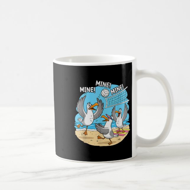Funny Bird Playing Volleyball Mine Game Day Vibes  Kaffemugg (Höger)