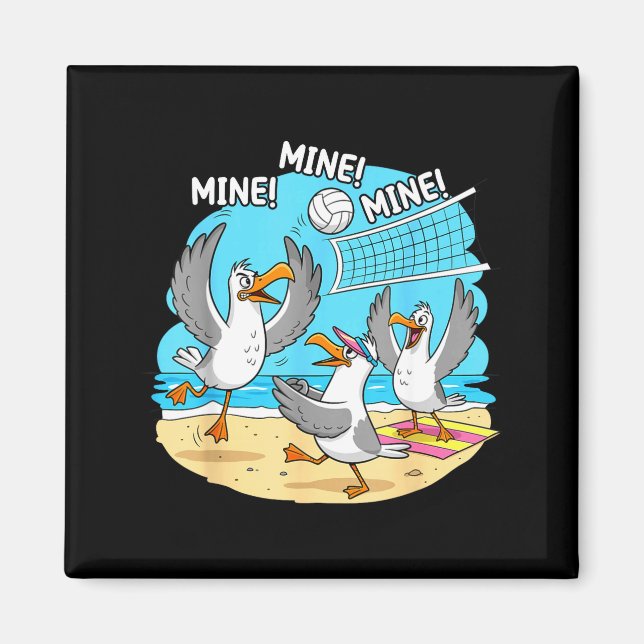 Funny Bird Playing Volleyball Mine Game Day Vibes  Magnet (Framsidan)