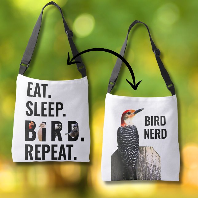 Funny Bird Quote Modern Crossbody Tote Bag Axelväska (Bird lovers, birders, birdwatchers, ornithologists and nature enthusiasts will love this crossbody)