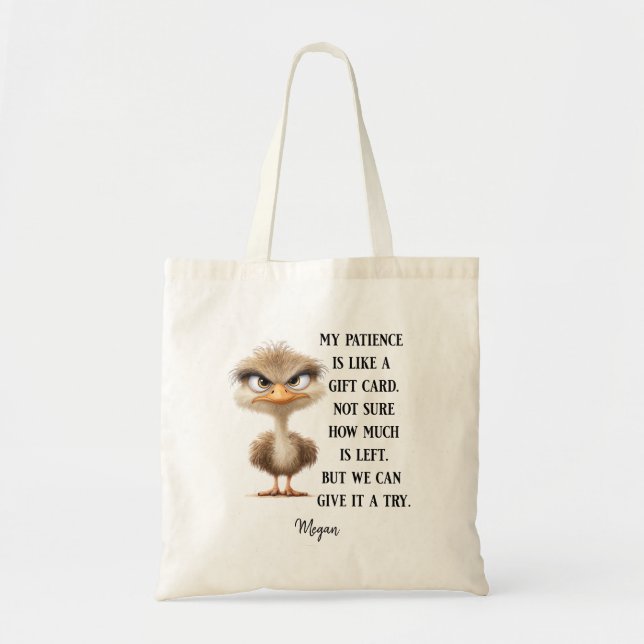 Funny Bird Sarcastic Humor Gift Grumpy Ostrich Tygkasse (Framsidan)