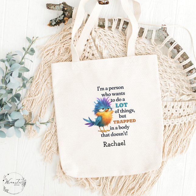 Funny Bird Sarkastic Quote Lazy Procrastinator Tygkasse (Skapare uppladdad)