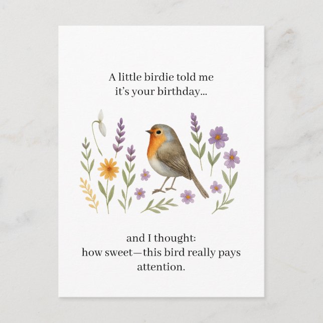 Funny Birdie Birthday Quote | Sarcastic Gossip  Helg Vykort (Framsida)