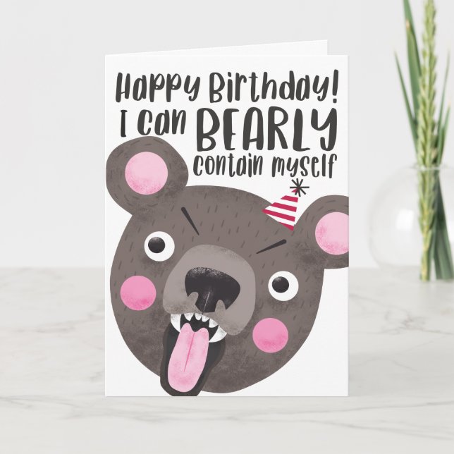 Funny Birthday Bear Kort (Framsida)