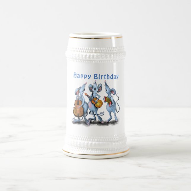 Funny Birthday Beer Stein Mouse Music Band Sejdel (Center)
