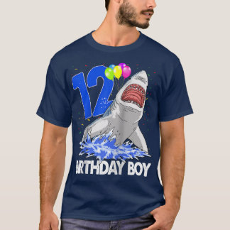 Funny Birthday Boy 12 Shark Women Firande Gif T Shirt