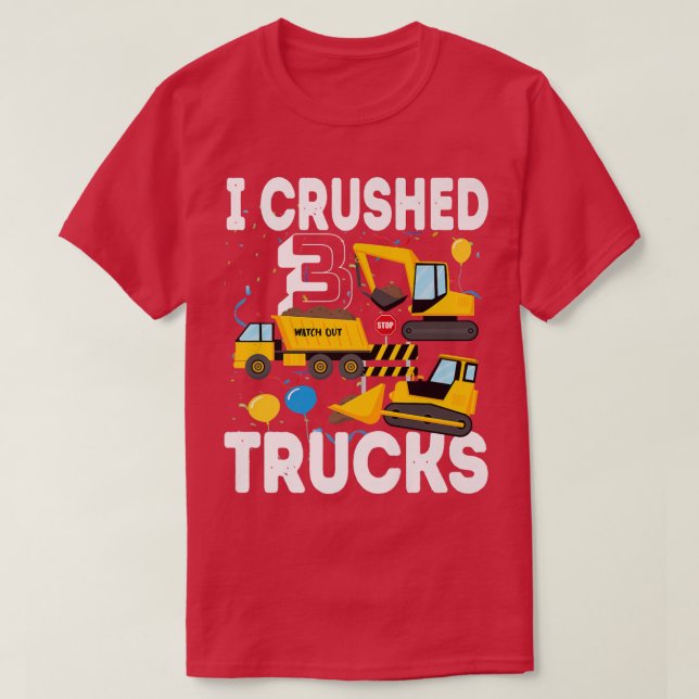 Funny Birthday Boy 3 Party Balloons Construction T T Shirt (Design framsida)