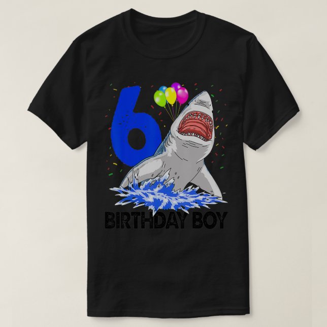 Funny Birthday Boy 6 Shark Tee Women Firande (Design framsida)