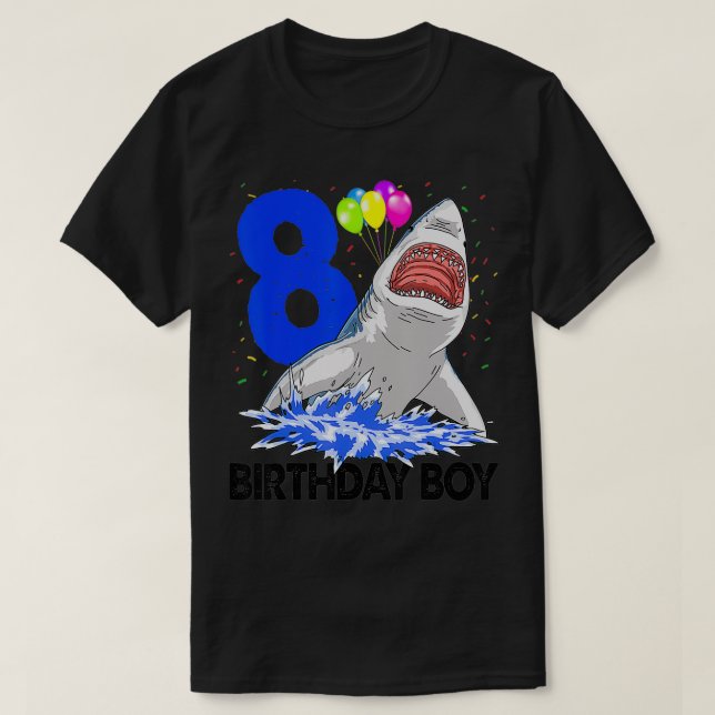 Funny Birthday Boy 8 Shark Tee Women Firande (Design framsida)