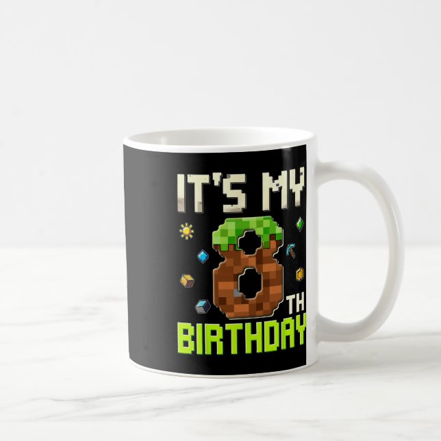 Funny Birthday Boy It's My 8th Birthday Gamer Pixe Kaffemugg (Höger)