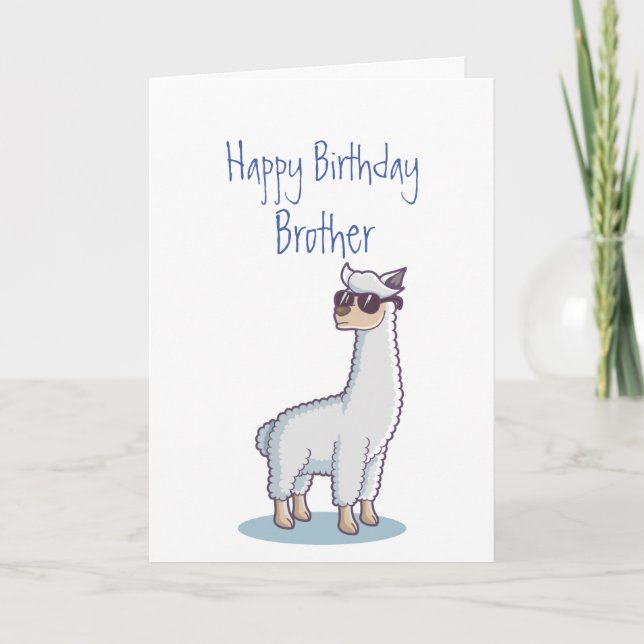 Funny Birthday Brother Age Llama Animal Kort (Framsida)