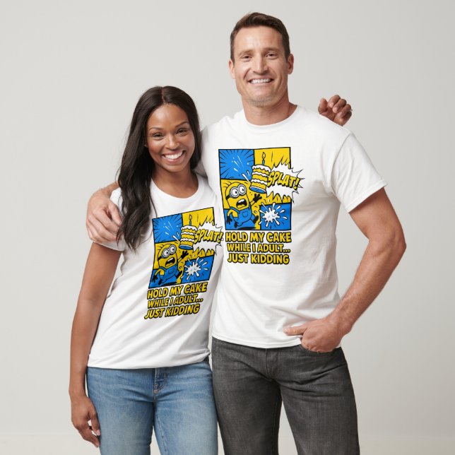 Funny Birthday Cake Splat Minion Humous T Shirt (Unisex)