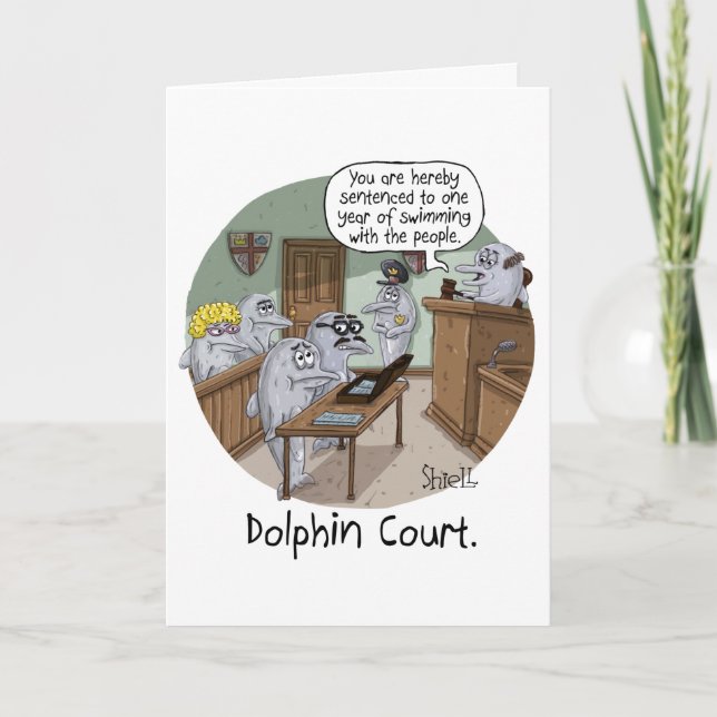 FUNNY BIRTHDAY CARD and GIFT with CUTE DOLPHINS Kort (Framsida)