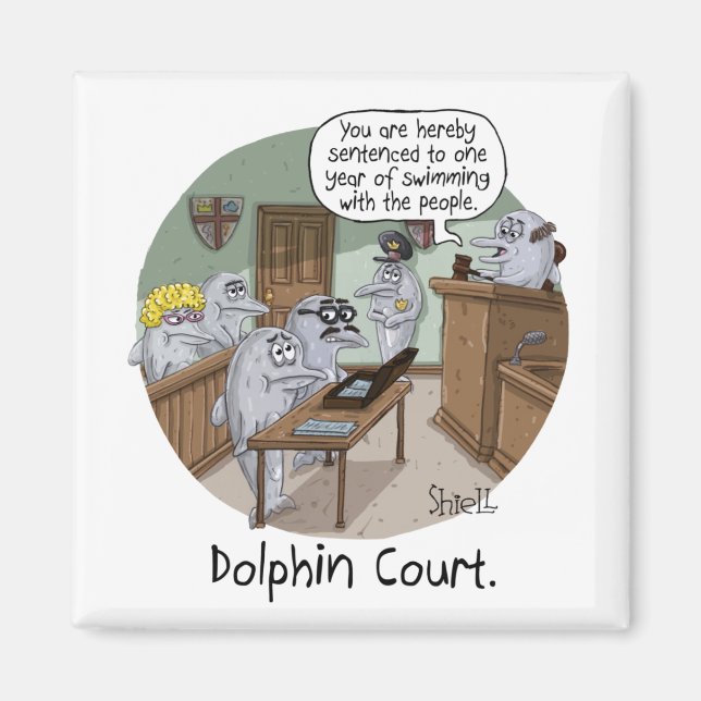 FUNNY BIRTHDAY CARD and GIFT with CUTE DOLPHINS Magnet (Framsidan)