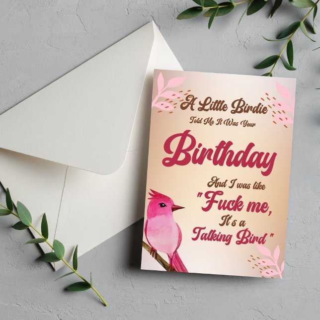 Funny Birthday Card for Men & Women | Little Birdi Inbjudningar (Funny Birthday Card for Men & Women | Little Birdie Told Me)