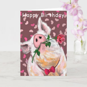 Funny Birthday Card gentleman Gris Romantic Kort