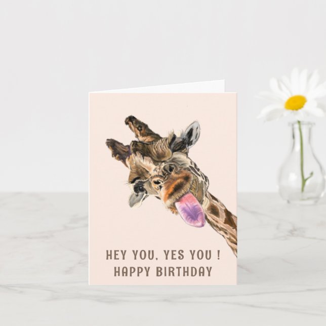 Funny Birthday Card with Catchy Giraffe Kort (Liten växt)