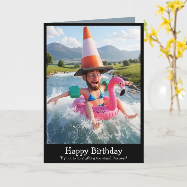 Funny Birthday Cards for men Kort (Gul blomma)