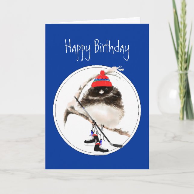 Funny Birthday Champion Ice Hockey Sport Bird Kort (Framsida)