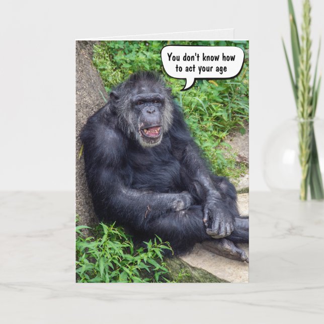 Funny Birthday Chimpanzee Kort (Framsida)
