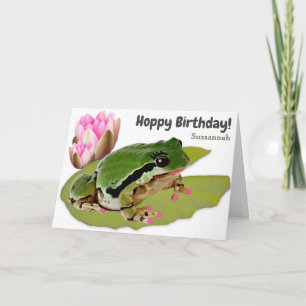 Funny Birthday Frog Princess Rosa Vatten Lily Kort