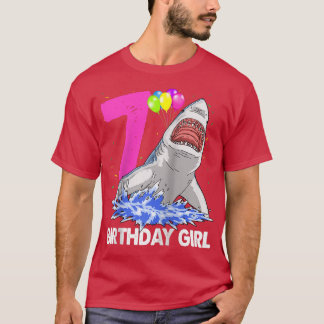 Funny Birthday Girl 7 Shark s Women Celebration Gi T Shirt