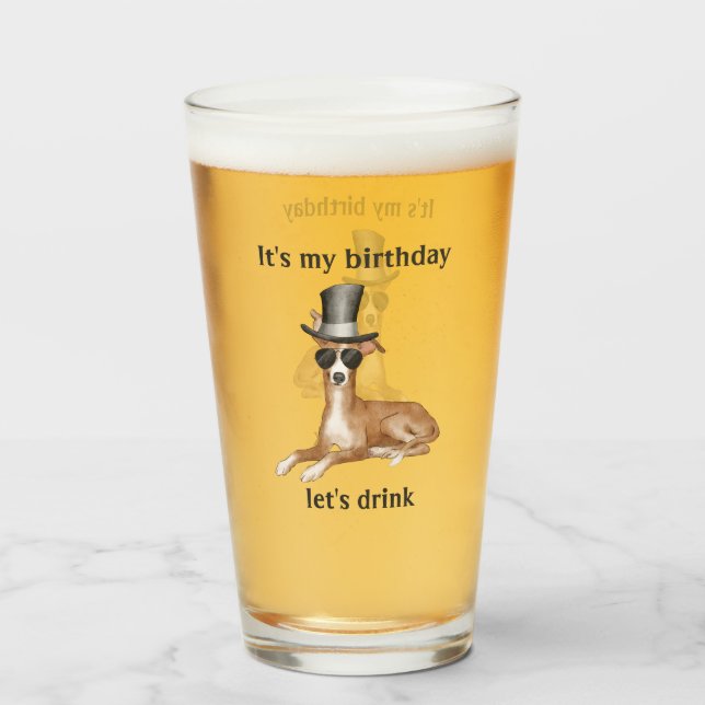 Funny Birthday Hund Glass Glaskopp (Framsida fylld)