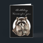 Funny Birthday Kissed for Friend with Cute Raccoon Kort<br><div class="desc">Great for animal,  nature and especially raccoon fans, .</div>