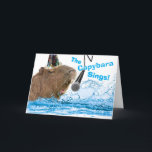 Funny Birthday Lycklig Capybara Sjungor Kort<br><div class="desc">Capybara Sjunga Grattis på födelsedagen! Ett roligt födelsedagskalkokort med en kapybara med en simma,  en bra sloshi och,  singing. Art,  bild och versell copyright © Shoaff Ballanger Studios,  2025.</div>