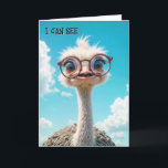 Funny Birthday Ostrich Wearing Eyeglasses Kort<br><div class="desc">En komisk strutch med överdimensionerade glasögon,  som märkligt nog ser ut på en pulserande himmel och flytande molnbakgrund för att bli äldre. Text kan ändras.</div>