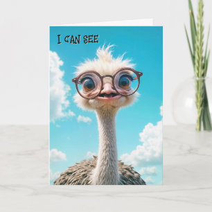 Funny Birthday Ostrich Wearing Eyeglasses Kort