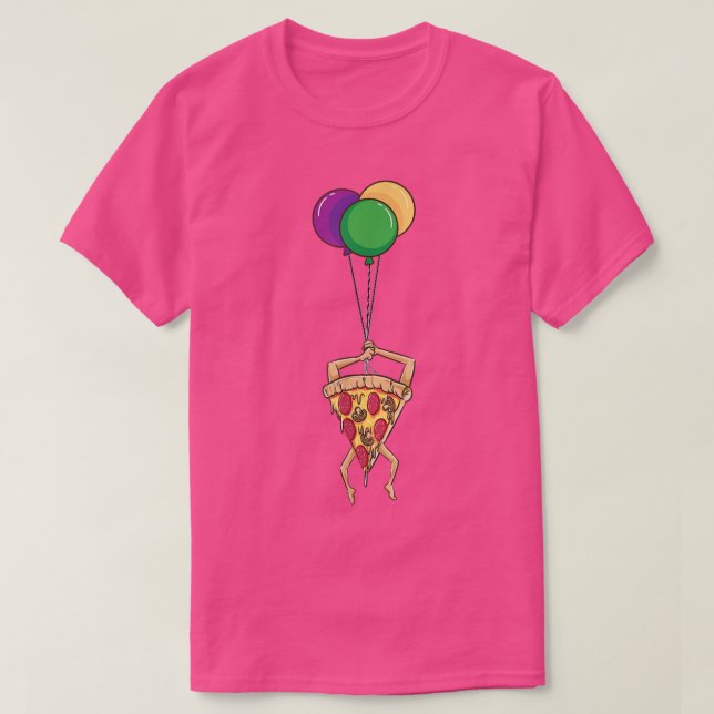 Funny Birthday Pizza Balloon T-Shirt (Design framsida)