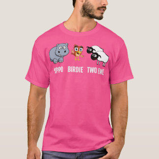 Funny Birthday Shirt Hippo Birdie Two Ewe pun T