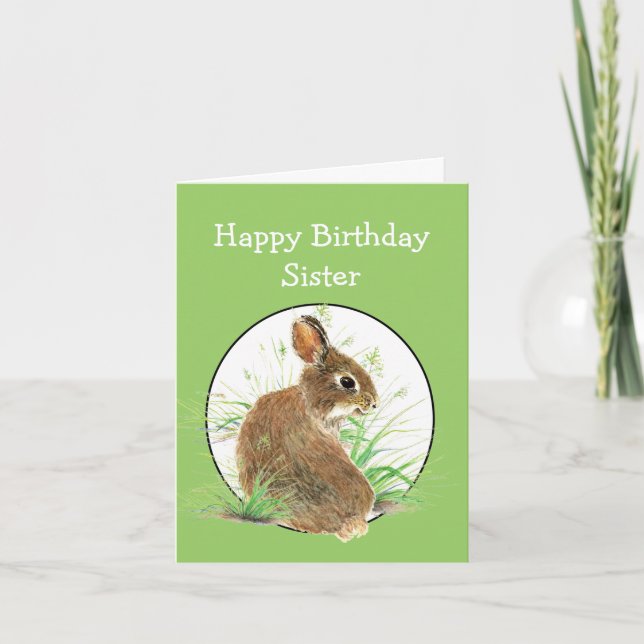 Funny Birthday Sister All Ears Cute Bunny Rabbit Kort (Framsida)