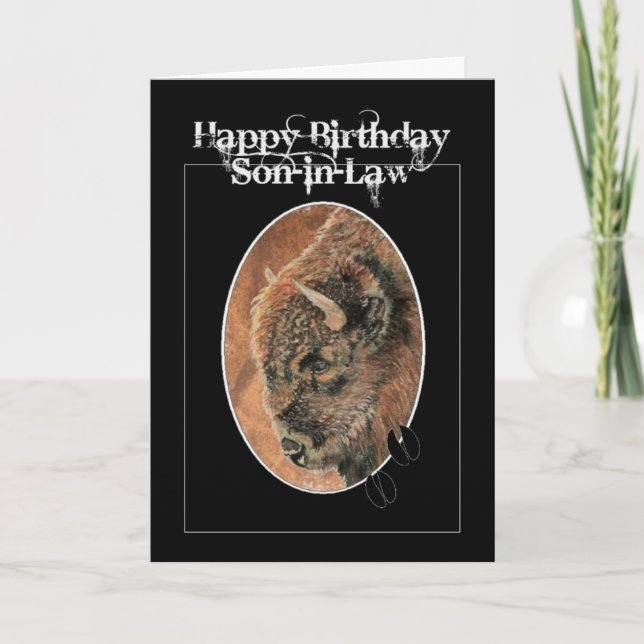Funny Birthday Son, Bison, Buffalo Animals Kort (Framsida)