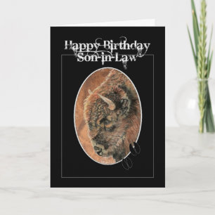 Funny Birthday Son, Bison, Buffalo Animals Kort