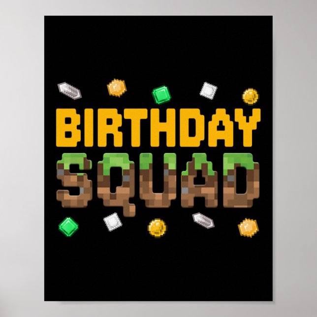 Funny Birthday Squad Birthday Boy Video Game Pixel Poster (Framsidan)