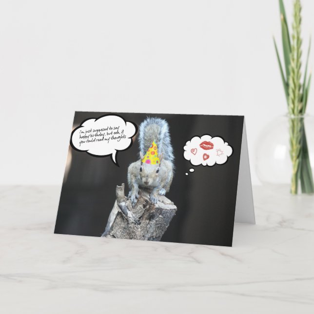 Funny Birthday Squirrel, Kärlek och Kisses Kort (Framsida)