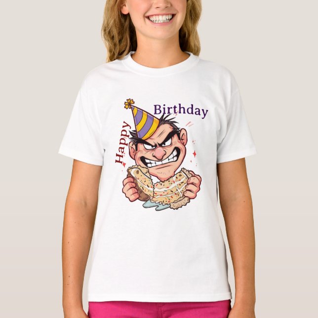 Funny Birthday Sticker T Shirt (Framsida)