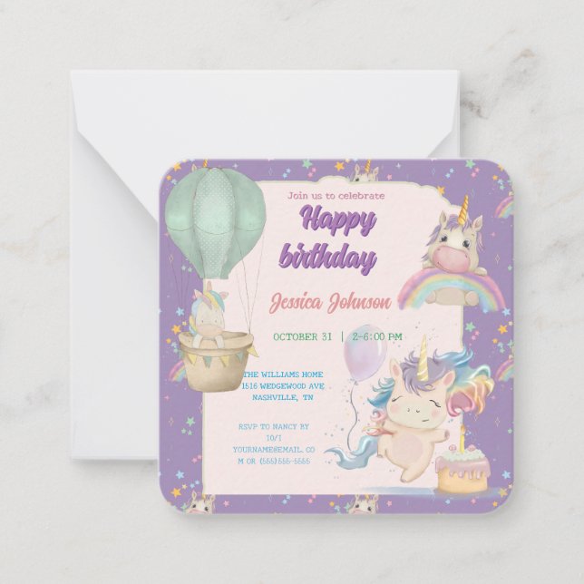 Funny Birthday Unicorn Anteckningskort (Framsida)