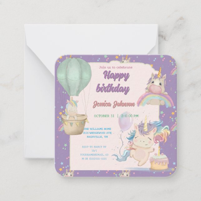 Funny Birthday Unicorn Anteckningskort (Framsida)